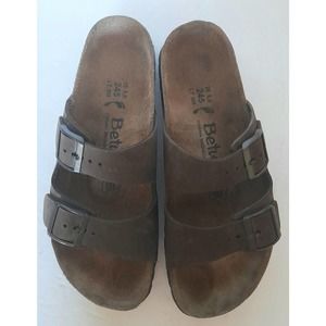 Birkenstock Betula Brown Suede Leather Strap Sandals 245 Sz 38 L7 M5